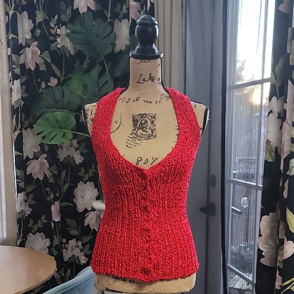 Bebe Vibrant Red Knit Top